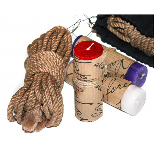 4 Jute Shibari Bondage Ropes & Wax Play Candle Kit for BDSM