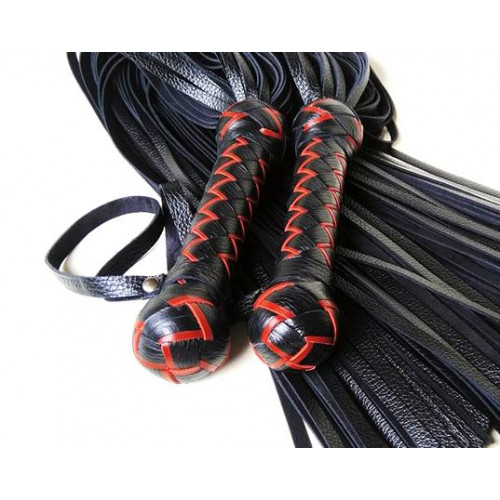 Leather BDSM Flogger with Weaving