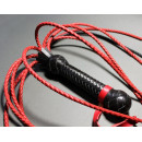 Black Leather Cat o Nine Flogger with Eleven Red Tails for BDSM