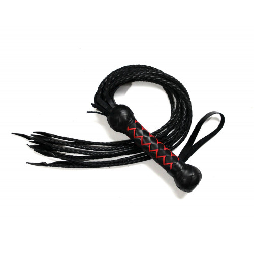 Leather BDSM Cat o Nine Tails with Weaving