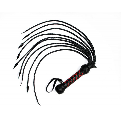 Leather BDSM Cat o Nine Tails with Weaving
