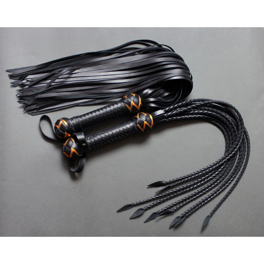 Leather Flogger and Cat of Nine Set from PassionCraftStore