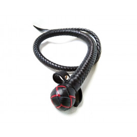 Black BDSM Whip with Red Weaving