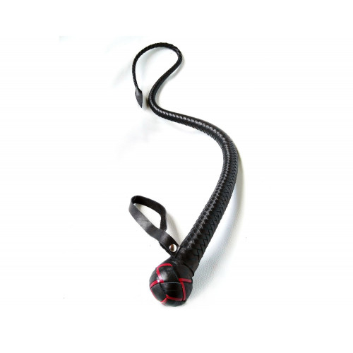 Black BDSM Whip with Red Weaving