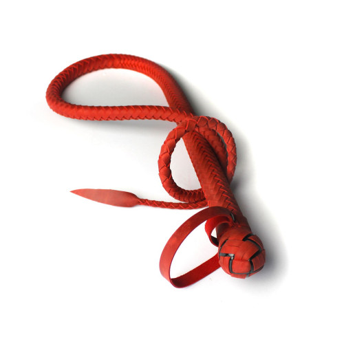 Premium Red Leather Whip with Black Trim