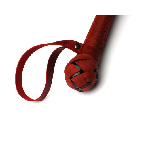 Premium Red Leather Whip with Black Trim